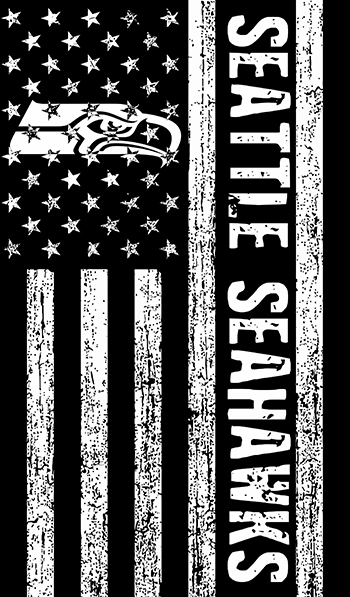 Seattle Seahawks Black And White American Flag logo vinyl decal